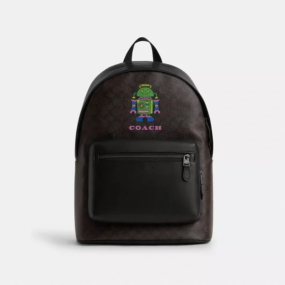 NWT！COSMIC COACH WEST BACKPACK IN SIGNATURE CANVAS WITH ROBOT PRINT（COACH CW326） - Picture 9 of 14